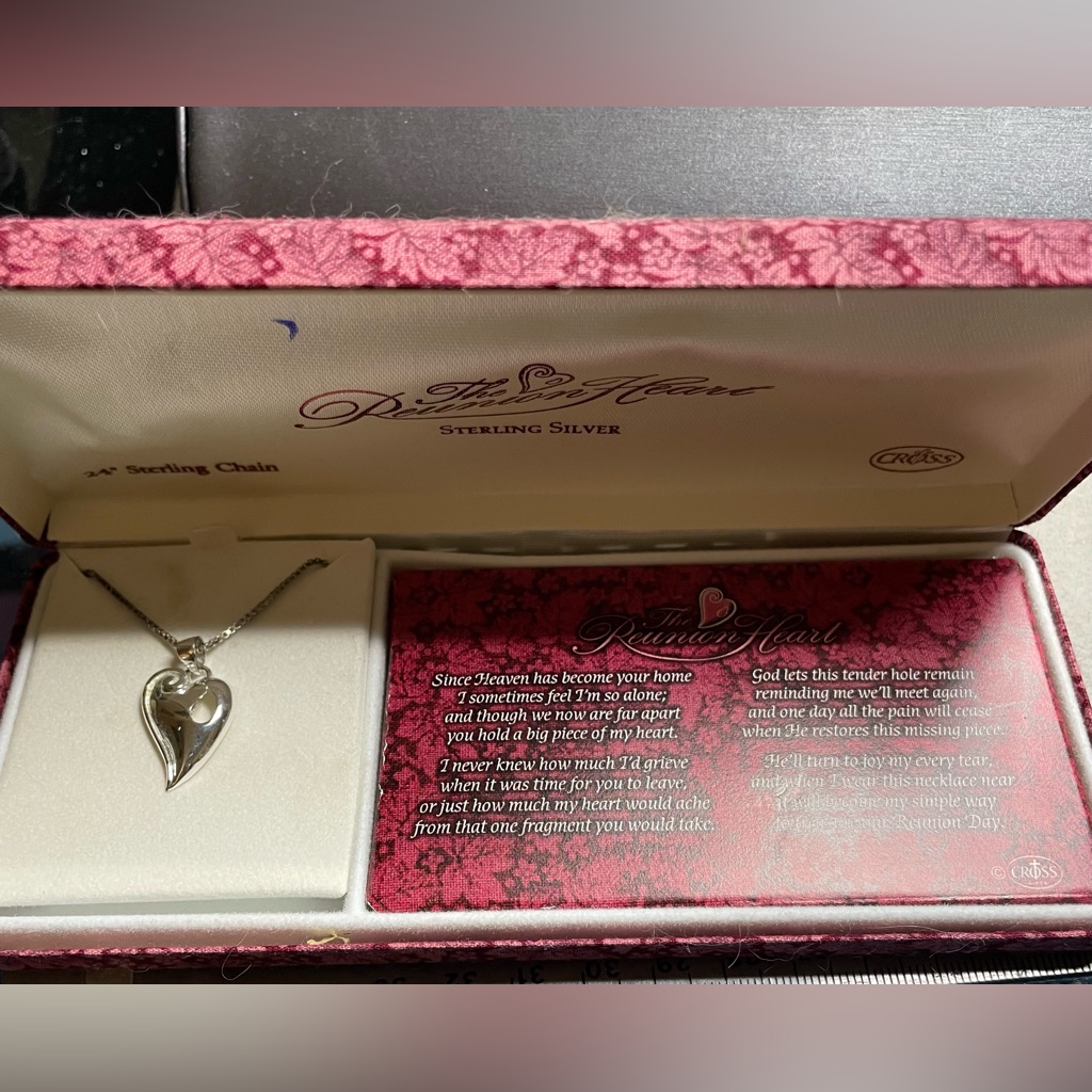 Sterling Silver Reunion Heart Religious Nos In Original Box By Cross.